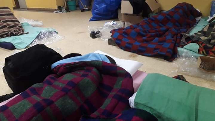 Leaked photos of 2019 KCSE examiners who were forced to sleep on the floor due to congestion at one of the marking centres.