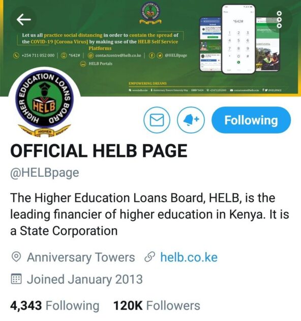 Official Helb twitter account.
