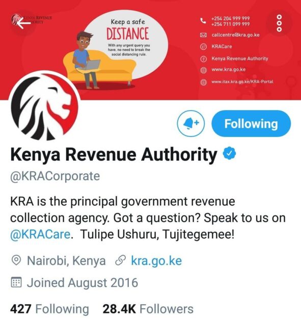 Official KRA twitter account.