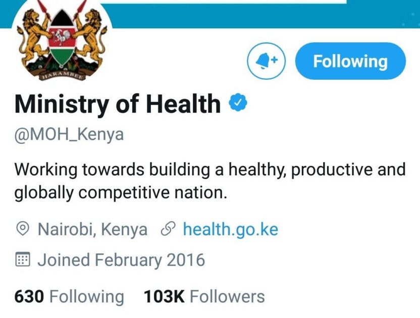 Official twitter account for the Ministry of Health.