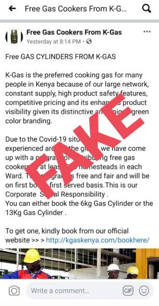 The fake promotion advert for the K-gas cylinders give away.