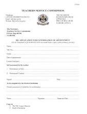 TSC casualty form. Used by a newly employed teacher to apply for confirmation of appointment.