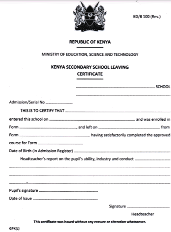 Kenya Secondary School Leaving Certificate