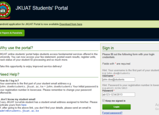 How to Log in to Jomo Kenyatta University of Agriculture and Technology (JKUAT) Students Portal online, for Registration, E-Learning, Hostel Booking, Fees, Courses and Exam Results
