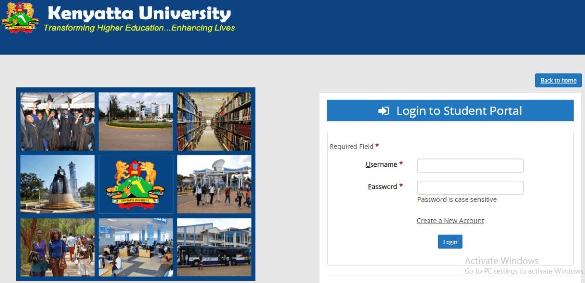 How to Log in to Kenyatta University Students Portal online, for Registration, E-Learning, Hostel Booking, Fees, Courses and Exam Results