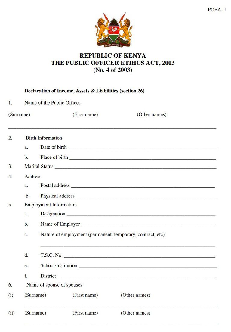 The wealth declaration form; free download, pdf, and guide