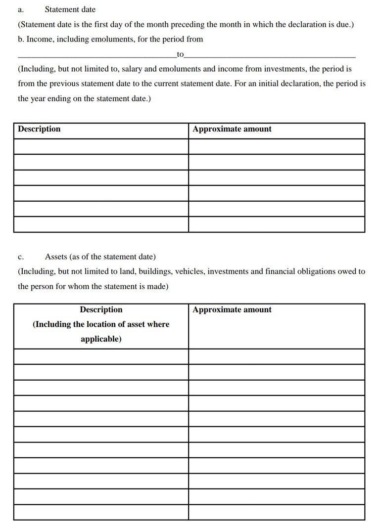 Wealth declaration form page 3