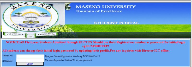How to Log in to Maseno University Students Portal online, for Registration, E-Learning, Hostel Booking, Fees, Courses and Exam Results