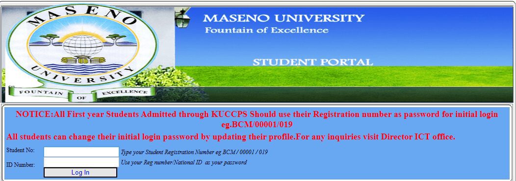 How to Log in to Maseno University Students Portal online, for Registration, E-Learning, Hostel Booking, Fees, Courses and Exam Results