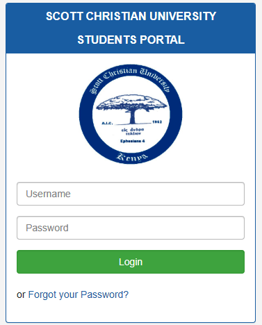How to Log in to Scott Christian University Students Portal, https://studentportal.scott.ac.ke/login.php, for Registration, E-Learning, Hostel Booking, Fees, Courses and Exam Results