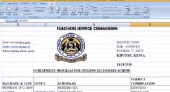 TSC Intern teachers’ Interview dates, time and Venues; Kericho County- Sigowet, Soin