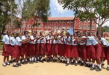 Number of KCSE candidates in all Girls' National schools; School KNEC code, name, category, type and cluster