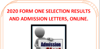 2020 Form one selection results and admission letters; Extra County schools
