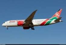 A plane belonging to Kenya Airways.