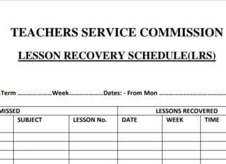 Lesson Recovery Schedule form