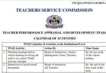 Calendar of Activities for the New TPAD 2 per term