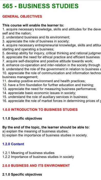 Read more about the article BUSINESS STUDIES NOTES FORM 1-4: UPDATED