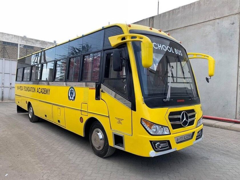A school bus belonging to Mpesa Academy. The ministry of education is in the process of profiling all school buses in the country.