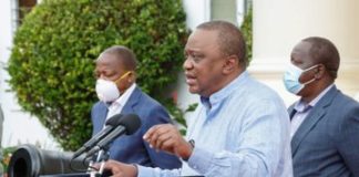 President Uhuru Kenyatta during the Seventh Presidential address on the Coronavirus pandemic: The 8-Point Stimulus Program, Saturday 23rd, May 2020.