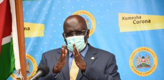 Education CS Prof George Magoha speaks after receiving the interim report from the national covid-19 education response committee. Magoha asked parents to prepare to stay home with children for much longer as schools will only re-open when Kenya has contained the COVID-19 pandemic.