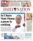 Daily nation newspaper's cover page. Teachers will now receive free e-papers after KNUT, NMG signed deal.