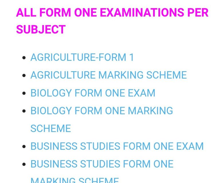 Form 4 Exams for all Subjects (Full Papers, Marking Schemes and Confidentials)