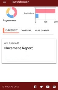 The KUCCPS student app: Use this tab to check your placement results.