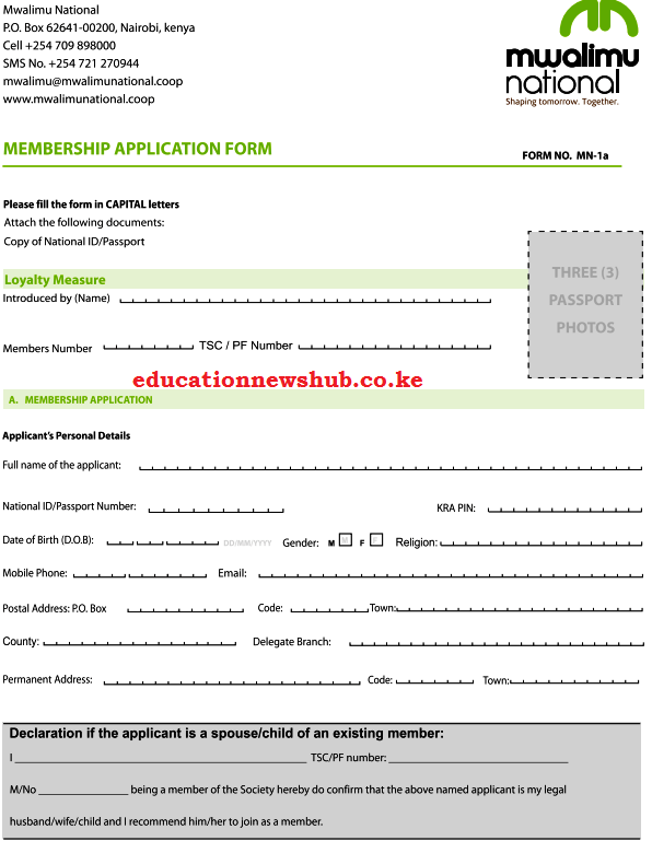 Mwalimu National SACCO new members' application form. Read details on how to join the SACCO, benefits and other details here.