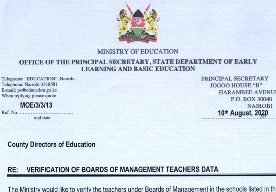 Education Ministry collecting data for BOM teachers.