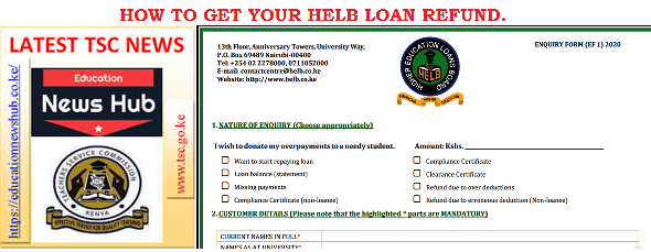 Process your HELB Loan refund for any amounts overpaid; HELB Loans news.