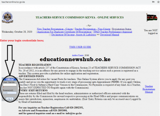 The TSC online portal; https://teachersonline.tsc.go.ke/