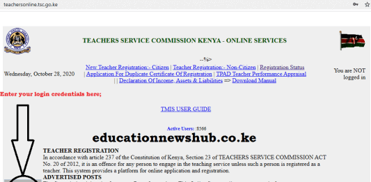 The TSC online portal; https://teachersonline.tsc.go.ke/
