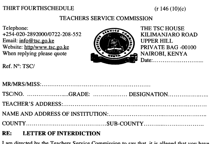 TSC Latest Guidelines on professional misconduct, TSC offences, discipline cases and Disciplinary process