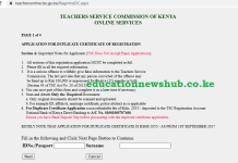 TSC online portal; https://teachersonline.tsc.go.ke/