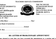 TSC letter of probationary appointment.