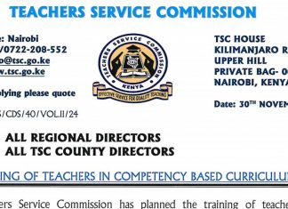 TSC Circular and details on the CBC 2020 training dates.