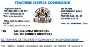 TSC releases new CBC training dates and guidelines for teachers