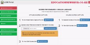 How to capture KNEC class 8 marks on the LCBE portal (https://lcbe.knec.ac.ke/) 1 KNEC LCBE portal for Standard 8 scores https://lcbe.knec.ac.ke/