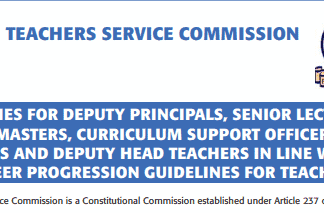 TSC advert for promotions of teachers in December 2020.