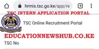 TSC intern application portal https://hrmis.tsc.go.ke/app/login.