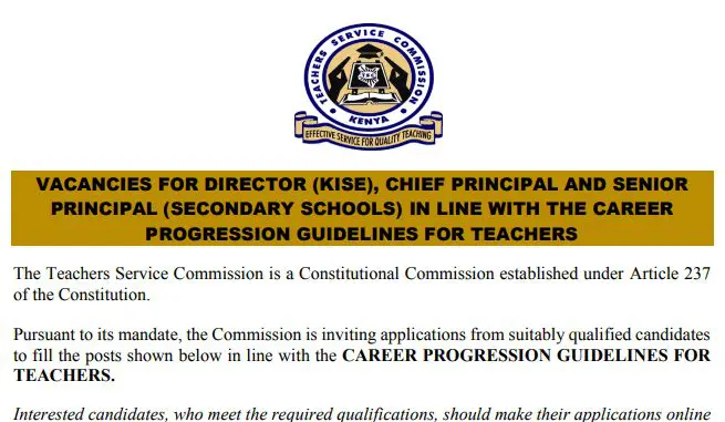 TSC promotions for Principals.