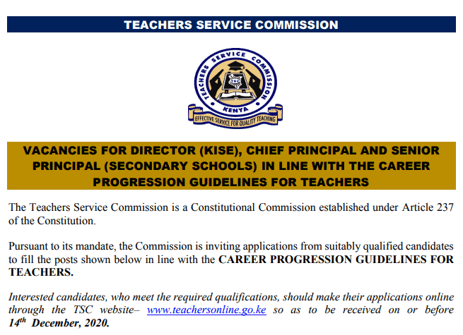 TSC promotions for Principals.