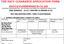 The Ethics and Anti-corruption (EACC) clearance application form.