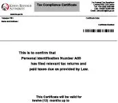 The KRA Tax Compliance Certificate (TCC).