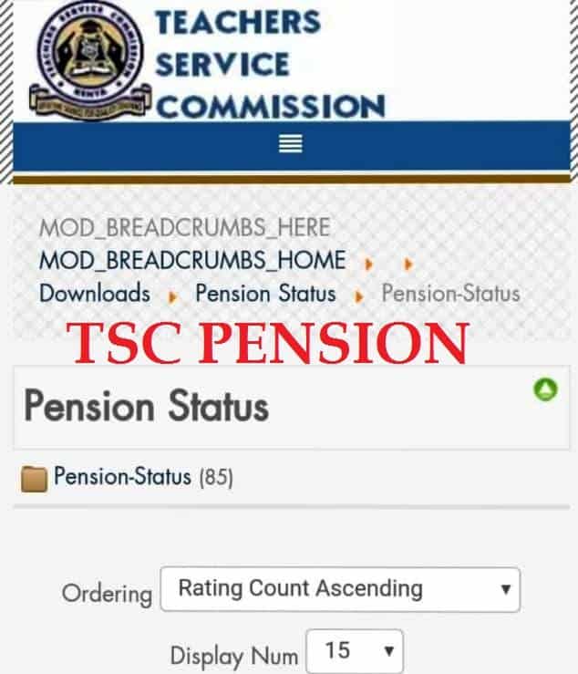 TSC pension for retired teachers.
