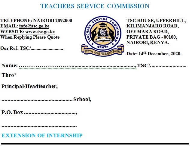 TSC internship extension letters.