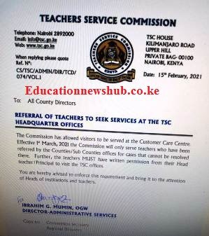 TSC issues new guidelines for teachers seeking services at the Headquarters in Upper Hill, Nairobi