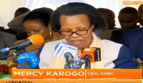 Knec Boss Dr. Mercy Karogo. Here are the top performers in the 2020 KCPE exams.