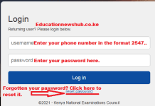 Knec examiners log in window.