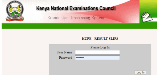 Knec KCPE results portal login window